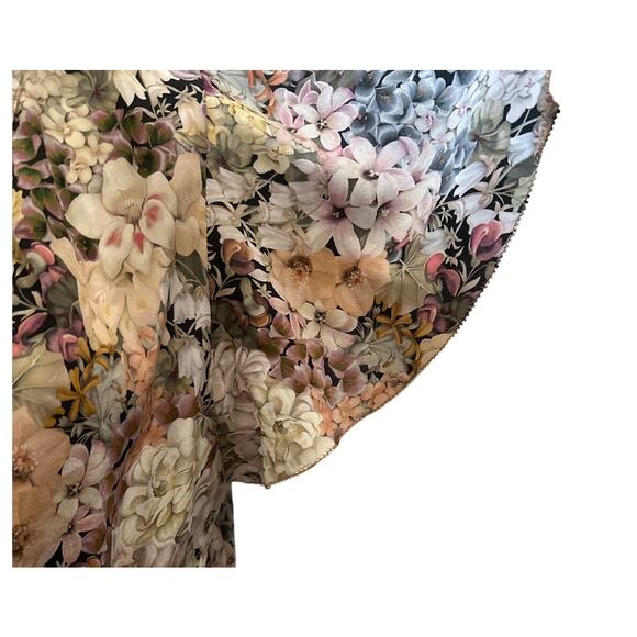 Margaret O'Leary 100% Silk Kelsie Floral Flutter Sleeve Blouse Size Small - Picture 4 of 6